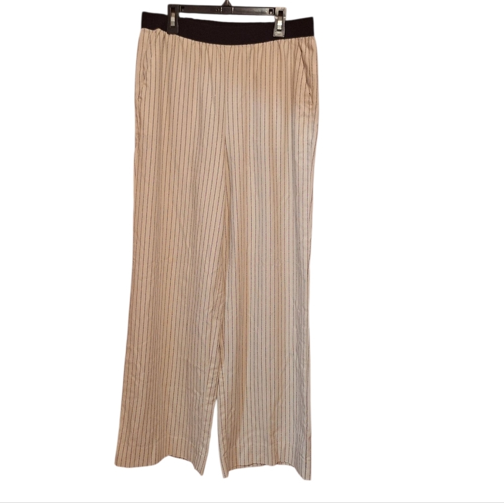Banana Republic Beige Broken Striped Straight Leg Pants Ladies Medium Boho
